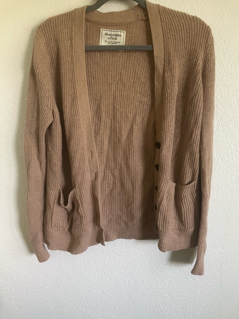 Abercrombie & Fitch Light Brown Ribbed Button Cardigan